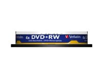 1x10 Verbatim DVD+RW 4,7GB 4x Speed, matt silver Cakebox
