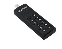 Verbatim Keypad Secure - USB-C-Stick 128 GB - Datenspeicher mit Passwortschutz - inkl. USB-C zu USB-C-Verlängerungskabel - Schwarz - 128 GB - USB Typ-C - 3.2 Gen 1 (3.1 Gen 1) - Ohne Deckel - 30 g - Schwarz