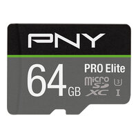 P-P-SDU64GV31100PRO-GE | PNY PRO Elite - 64 GB - MicroSDXC - Klasse 10 - UHS-I - Class 3 (U3) - Schwarz - Grau | P-SDU64GV31100PRO-GE | Verbrauchsmaterial