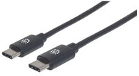 Manhattan USB 2.0 Typ C-Kabel - Typ C-Stecker auf Typ C-Stecker - 480 Mbit/s - 2 m - schwarz - 2 m - USB C - USB C - USB 2.0 - 480 Mbit/s - Schwarz