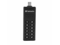 V-49431 | Verbatim Keypad Secure - USB-C-Stick 64 GB - Datenspeicher mit Passwortschutz - inkl. USB-C zu USB-C-Verlängerungskabel - Schwarz - 64 GB - USB Typ-C - 3.2 Gen 1 (3.1 Gen 1) - Ohne Deckel - 30 g - Schwarz | 49431 |Verbrauchsmaterial