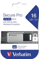 V-98664 | Verbatim Secure Pro - USB 3.0-Stick 16 GB - Silber - 16 GB - USB Typ-A - 3.2 Gen 1 (3.1 Gen 1) - Ohne Deckel - Silber | 98664 |Verbrauchsmaterial