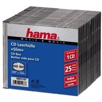 Hama CD-Leerhülle Slim, 25er-Pack, Transparent/Schwarz