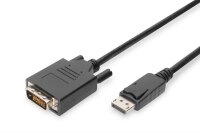 Digitus DisplayPort Adapterkabel. Kabellänge: 5 m, Anschluss 1: DisplayPort, Anschluss 2: DVI-D. Verpackungsbreite: 180 mm, Verpackungstiefe: 240 mm, Paketgewicht: 400 g