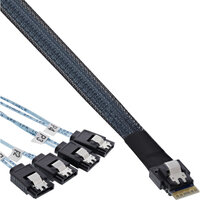 X-27646B | InLine Slim SAS Kabel - SFF-8654 zu 4x SATA 7-pin - 12Gb/s - 1m | 27646B | Zubehör