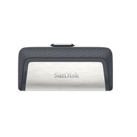 SanDisk Drive USB Ganda Ultra Tipe-C 256 GB - 256 GB - USB Type-A / USB Type-C - 3.2 Gen 1 (3.1 Gen 1) - 150 MB/s - Dia - Grau - Silber
