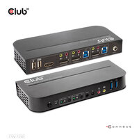 Club 3D DisplayPort/HDMI KVM Switch For Dual DisplayPort 4K 60Hz - 4096 x 2160 Pixel - 4K Ultra HD - 12 W - Schwarz