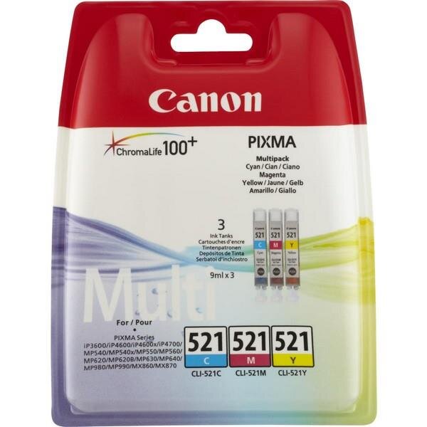 I-2934B010 | Canon CLI-521 C/M/Y Farbtinte Multipack - Tinte auf Pigmentbasis - 3 Stück(e) | 2934B010 | Verbrauchsmaterial