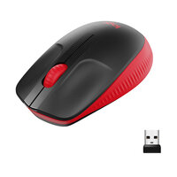 Logitech M190 - Beidhändig - Optisch - RF Wireless - 1000 DPI - Schwarz - Rot