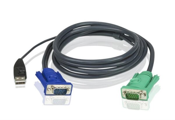 X-2L-5202U | ATEN USB-KVM-Kabel mit 3-in-1-SPHD - 1,8 m - 1,8 m - VGA - Schwarz - HDB-15 + USB A - SPHD-15 - Männlich | 2L-5202U | Zubehör