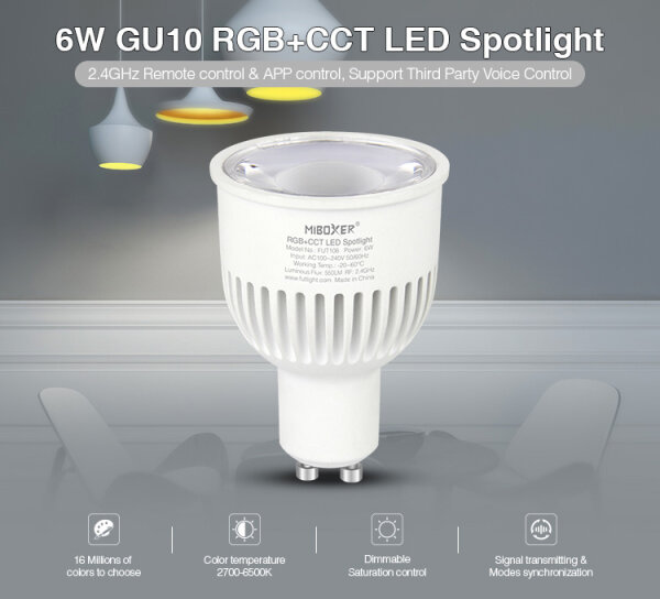 L-FUT106 | Synergy 21 LED Retrofit GU10 6W RGB-WW (RGB-CCT) Spot*Milight/Miboxer* | FUT106 | Elektro & Installation