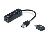 P-HUBBIES04B | Conceptronic HUBBIES 4-Port-USB 3.0-Hub und OTG-Adapter für USB-C - USB 3.2 Gen 1 (3.1 Gen 1) Type-A - USB 3.2 Gen 1 (3.1 Gen 1) Type-A - 5000 Mbit/s - Schwarz - Kunststoff - 0,12 m | HUBBIES04B | Netzwerktechnik