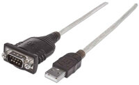 Manhattan USB auf Seriell-Konverter, Zum Anschluss eines seriellen Geräts an einen USB-Port, Prolific PL-2303RA-Chipsatz, 1,8 m. Produktfarbe: Schwarz, Kabellänge: 1,8 m, Anschluss 1: USB