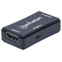 Manhattan 4K HDMI-Repeater - Aktive HDMI-Signalverstärkung - 4K@60Hz - verlängert 4K-Video und Audio auf bis zu 40 m - 4096 x 2160 Pixel - AV-Repeater - 40 m - Verkabelt - Schwarz - HDCP