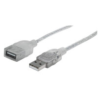 Manhattan Hi-Speed USB 2.0 Verlängerungskabel - USB 2.0 - Typ A Stecker - Typ A Buchse - 480 Mbps - 1,8 m - Silber - 1,8 m - USB A - USB A - USB 2.0 - Männlich/Weiblich - Silber