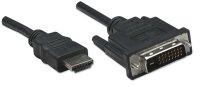 GRATISVERSAND | P-322782 | Manhattan HDMI auf DVI-Kabel - HDMI-Stecker auf DVI-D 24+1 Stecker - Dual Link - 1 m - schwarz - 1 m - HDMI Typ A (Standard) - DVI-D - Männlich - Männlich - Gerade | HAN: 322782 | Kabel / Adapter | EAN: 766623322782