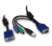 Inter-Tech 88887250 - 3 m - PS/2 - PS/2 - VGA - Schwarz - Blau - VGA - USB - 2x PS/2