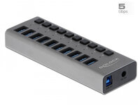 Delock 63670 - USB 3.2 Gen 1 (3.1 Gen 1) Type-B - USB 3.2 Gen 1 (3.1 Gen 1) Type-A - 5000 Mbit/s - Grau - Aluminium - 1 m