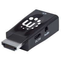 Manhattan HDMI auf VGA-Mikrokonverter  - HDMI-Stecker auf VGA-Buchse mit Audio - optionaler USB Micro B-Stromport - schwarz - Schwarz