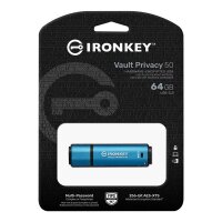P-IKVP50/64GB | Kingston IronKey Vault Privacy 50 - 64 GB - USB Typ-A - 3.2 Gen 1 (3.1 Gen 1) - 250 MB/s - Kappe - Blau | Herst. Nr. IKVP50/64GB | Flash-Speicher | EAN: 740617329162 |Gratisversand | Versandkostenfrei in Österrreich