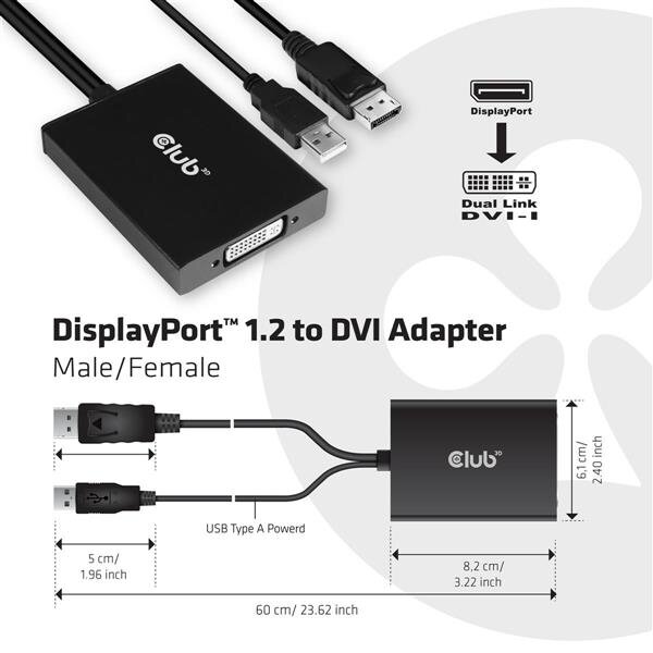 Y-CAC-1010 | Club 3D DisplayPort auf Dual Link DVI-D Aktiver Adapter | CAC-1010 | Zubehör