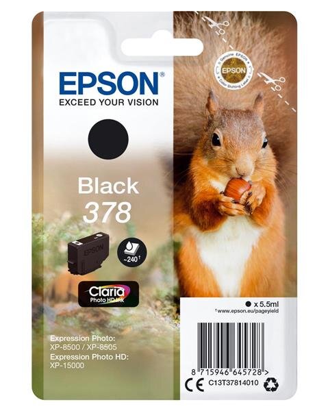 Y-C13T37814010 | Epson Squirrel Singlepack Black 378 Claria Photo HD Ink - Standardertrag - Tinte auf Pigmentbasis - 5,5 ml - 240 Seiten - 1 Stück(e) | C13T37814010 | Verbrauchsmaterial