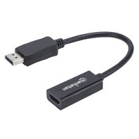 Manhattan Passiver DisplayPort auf HDMI-Kabeladapter - DisplayPort-Stecker auf HDMI-Buchse - 1080p@60Hz - schwarz - 0,15 m - HDMI Typ A (Standard) - DisplayPort - Weiblich - Männlich - Gerade