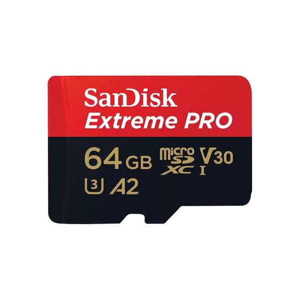 SanDisk Extreme PRO microSDXC 64GB+SD Adapter 200MB/s 90MB/s A2 C10 V30 UHS-I U3