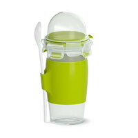EMSA Yoghurt Mug Clip & Go 0,45l mit Löffel - Brotdose - Erwachsener - Grün - Transparent - Kunststoff - Einfarbig - Deutschland