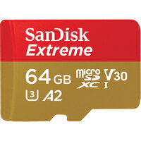 SanDisk Extreme microSDXC 64GB SD Adapter Action Cams and Drones 170MB/s 80MB/s A2 C10 V30 UHS-I U3