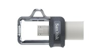 GRATISVERSAND | P-SDDD3-016G-G46 | SanDisk Ultra Dual m3.0 - 16 GB - USB Type-A / Micro-USB - 3.2 Gen 1 (3.1 Gen 1) - Dia - 5,2 g - Schwarz - Silber - Transparent | HAN: SDDD3-016G-G46 | Flash-Speicher | EAN: 619659149543