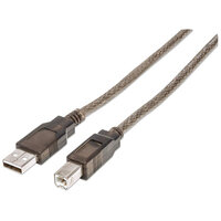 Manhattan Hi-Speed USB 2.0 aktives Anschlusskabel - A-Stecker / B-Stecker - 11 m - 11 m - USB A - USB B - USB 2.0 - 480 Mbit/s - Silber