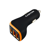 P-CNE-CCA08BO | Canyon KFZ-Ladegerät 3Port 2xUSB-A USB-C 18W PD black/orange retail | CNE-CCA08BO | Telekommunikation