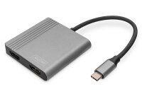 ADA-70828N | DIGITUS Grafik-Adapter USB-C 4K 2in1 USB-C-2x HDMI silber 18cm - Digital/Daten - Digital/Display/Video | DA-70828 | Zubehör