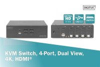 ADS-12883N | DIGITUS KVM-Switch - 4-Port - Dual-Display - 4K - HDMI® - 3840 x 2160 Pixel - 4K Ultra HD - Schwarz | DS-12883 | Server & Storage | GRATISVERSAND :-) Versandkostenfrei bestellen in Österreich