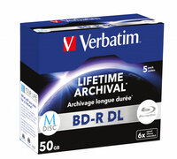 Verbatim 1x5 M-Disc BD-R Blu-Ray 50GB 6x Speed Jewel Case - Blue Ray Disc (BD-R) - 6x