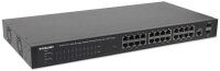 P-560559 | Intellinet 24-Port Gigabit Ethernet PoE+ Web-Managed Switch mit 2 SFP-Ports - 24 x PoE ports - IEEE 802.3at/af Power over Ethernet (PoE+/PoE) - 2 x SFP - Endspan - PDM-Funktion - 19" Rackmount - Gigabit Ethernet (10/100/1000) - Power over Ether