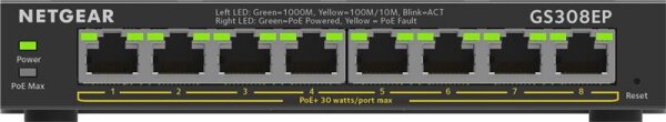 Y-GS308EP-100PES | Netgear 8-Port Gigabit Ethernet PoE+ Plus Switch (GS308EP) - Managed - L2/L3 - Gigabit Ethernet (10/100/1000) - Vollduplex - Power over Ethernet (PoE) | GS308EP-100PES | Netzwerktechnik