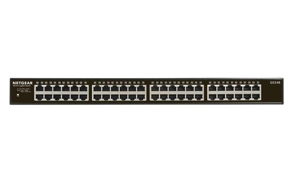 Y-GS348-100EUS | Netgear GS348 Unmanaged Gigabit Ethernet (10/100/1000) 1U Schwarz - Unmanaged - Gigabit Ethernet (10/100/1000) - Rack-Einbau - 1U | GS348-100EUS | Netzwerktechnik