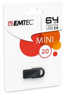 EMTEC D250 Mini - 64 GB - USB Typ-A - 2.0 - Ohne Deckel - Schwarz