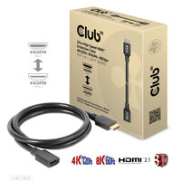 Club 3D Ultra High Speed HDMI Extension Cable 4K120Hz 8K60Hz 48Gbps M/F 1m - Kabel - Digital/Display/Video