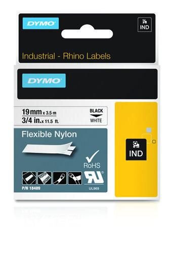 ET-18489 | Dymo IND Flexibles Nylonband - Schwarz auf weiss - Mehrfarbig - Nylon - -10 - 80 °C - UL 969 - DYMO | 18489 | Verbrauchsmaterial