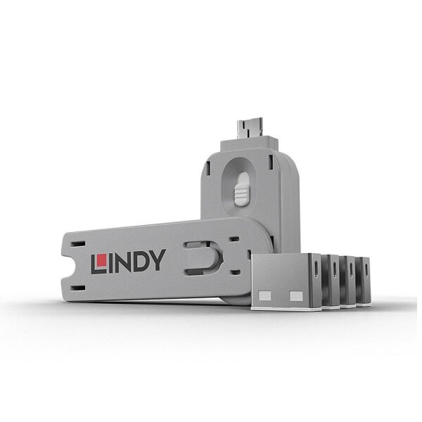 ET-40454 | Lindy USB Port Schloss 4 Stueck mit Schlüssel Code Weiß - Kabel | 40454 | Elektro & Installation