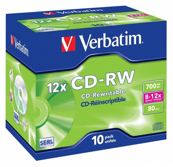 Verbatim CD-RW 12x - 12x - CD-RW - 700 MB - Jewelcase - 10 Stück(e)