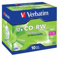 Verbatim CD-RW 12x - 12x - CD-RW - 700 MB - Jewelcase -...