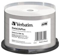 ET-43744 | Verbatim DataLifePlus - DVD-R - 120 mm - Druckbar - Spindel - 50 Stück(e) - 4,7 GB | 43744 | Verbrauchsmaterial