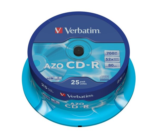Verbatim CD-R AZO Crystal - 52x - CD-R - 120 mm - 700 MB - Spindel - 25 Stück(e)
