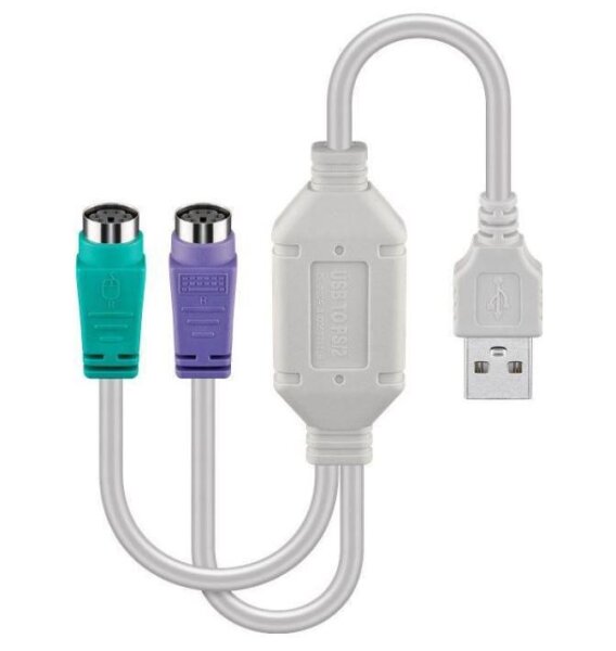 ET-USBA2XPS2 | MicroConnect USBA2XPS2 - USB A - PS/2 x 2 - 0,3 m - Weiß | USBA2XPS2 | Zubehör