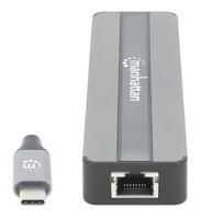 P-153928 | Manhattan USB-C 7-in-1-Dockingstation mit Power Delivery USB 3.2 Gen 1 Typ C-Stecker auf | 153928 |PC Systeme