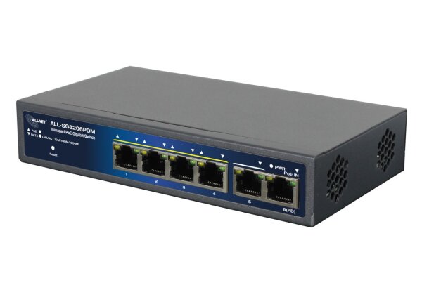 L-ALL-SG8206PDM | ALLNET Switch smart managed 6 Port Gigabit 95W 4x PoE 1x 90W BT In - Fernwartungsmodul - Switch | ALL-SG8206PDM | Netzwerktechnik